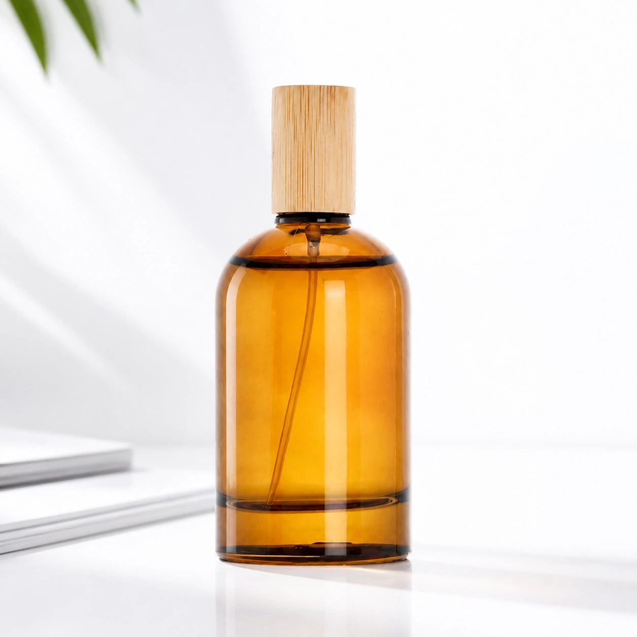 100ml Brown Coated Glass Perfume Bottle with Wood Cap