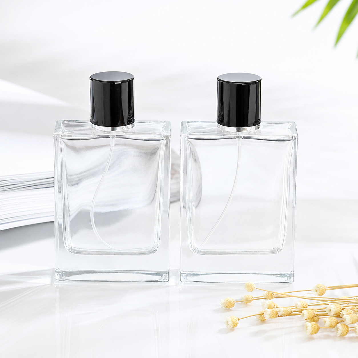 100ml Rectangular Perfume Glass Bottle with Fine Mist Sprayer