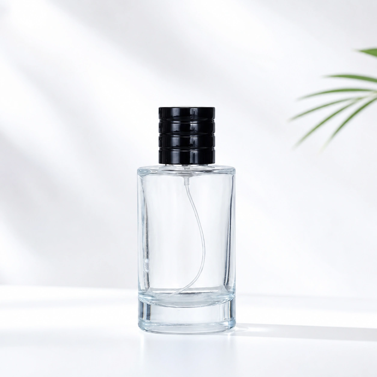 100ml Round Clear Glass Perfume Bottle with Black Cap