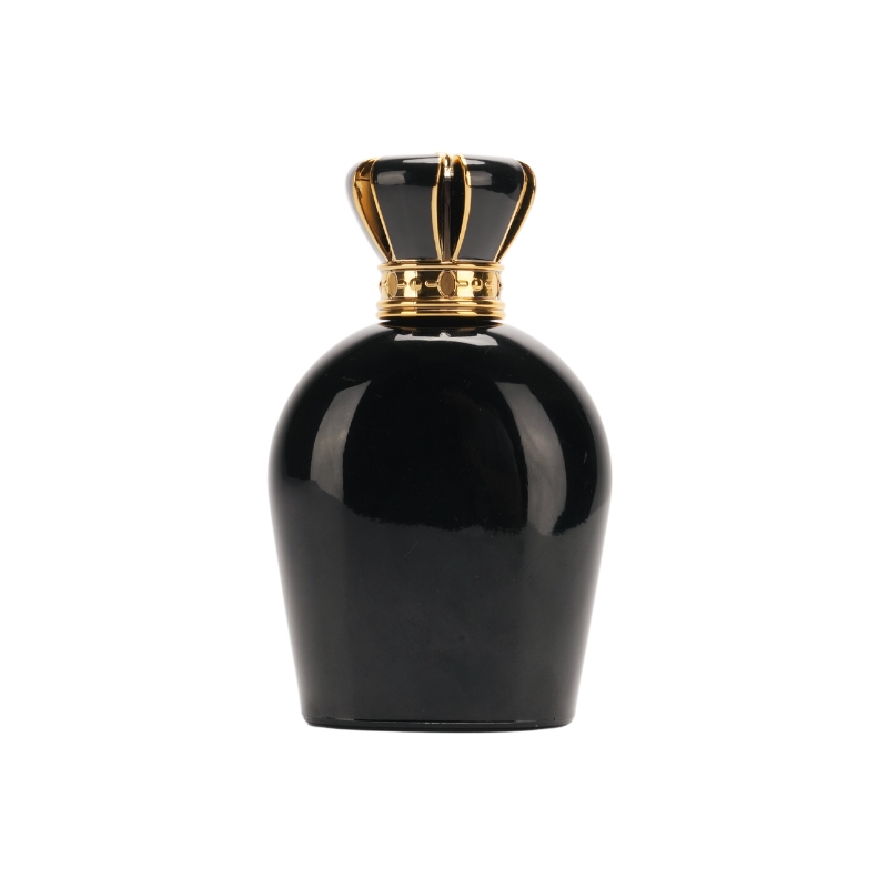 100ml Black Glass Perfume Bottle with Gold Crown Cap